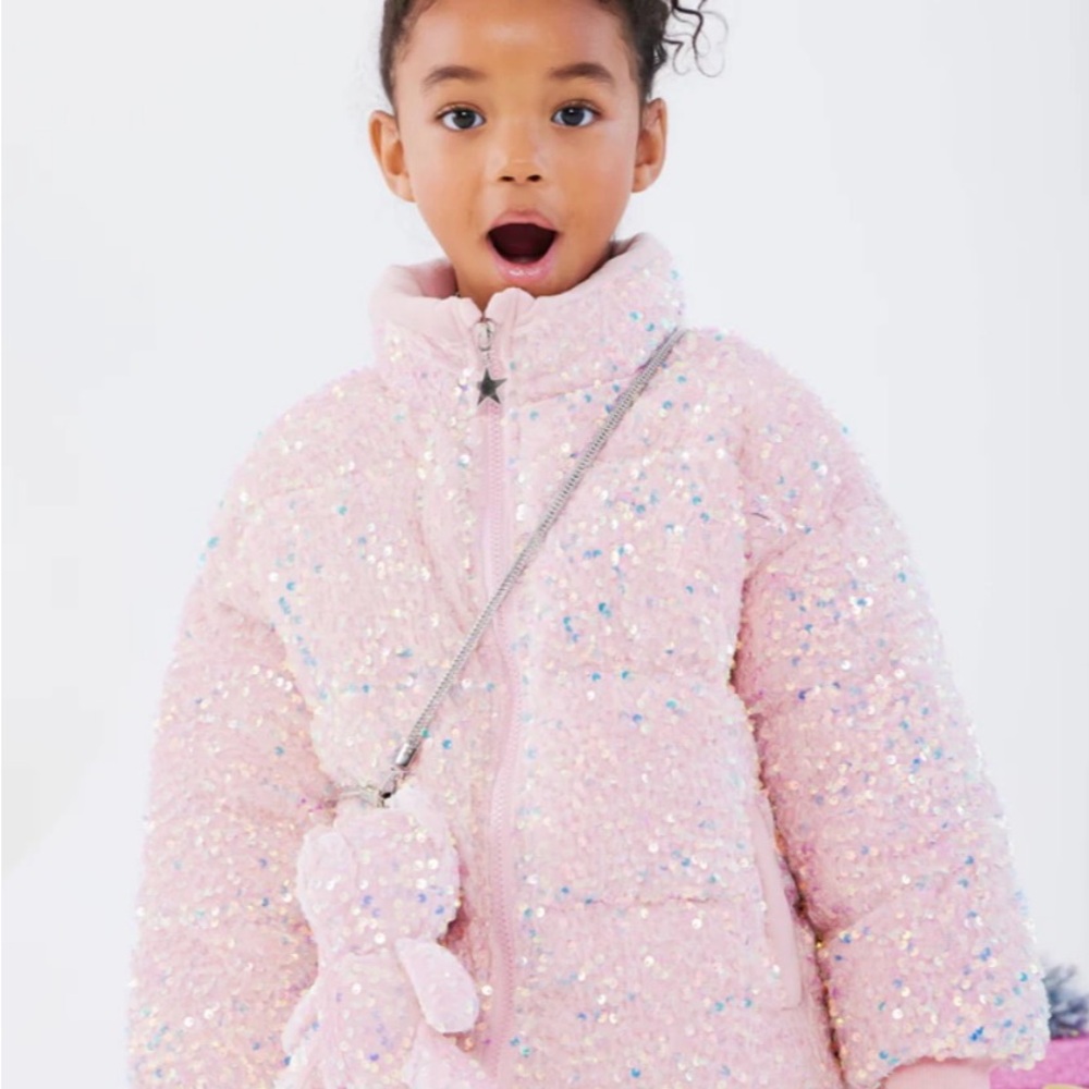 Pink Sequin Puffer Jacket Brand New
